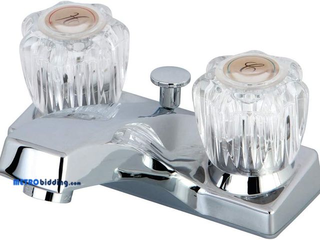 Lot 88-491386 - Kingston Brass FB101 3-3/8-Inch in Spout Reach Columbia 4-Inch Centerset Faucet with ABS Pop-Up, Pol...