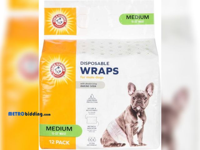 Lot 88-497455 - Arm &amp; Hammer For Pets Male Dog Wraps, Medium 12 Ct | Ultra-Absorbent, Adjustable Male Dog Diaper...