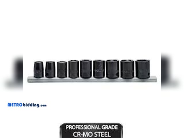 Lot 88-480198 - Husky 3/8 in. Drive Standard Metric 6-Point Impact Socket Set (9-Piece)