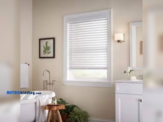 Lot 88-498911 - Home Decorators Collection White Cordless Faux Wood Blinds for Windows with 2 in. Slats - 35 in.