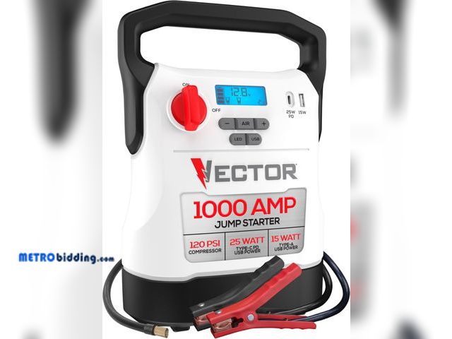 Lot 88-480319 - Vector VECJ1C 1000 Peak Amp Jump Starter with 120 PSI Compressor &amp; USB-C &amp; USB-A Power