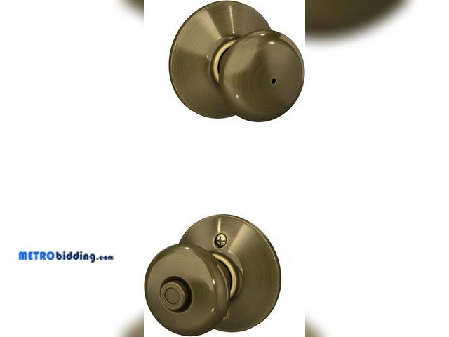 Lot 88-501239 - SCHLAGE F40PLY 609 16-080 10-027 Plymouth Bed and Bath Knob, Antique Brass