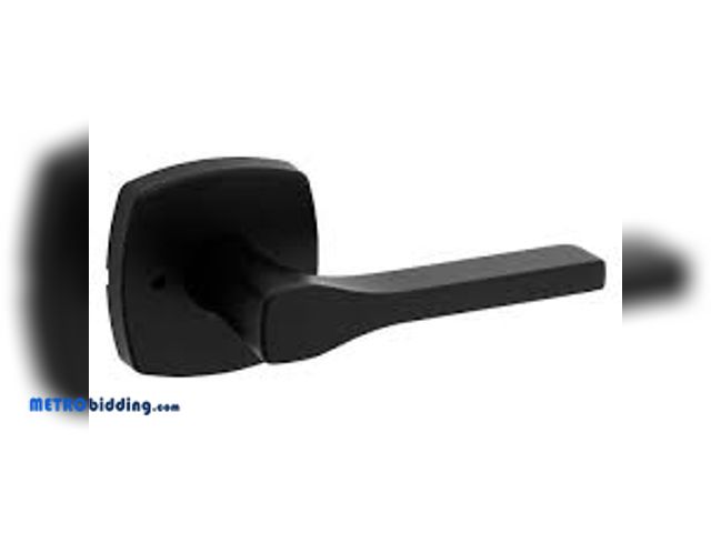 Lot 88-480156 - Kwikset Hollis Round Rose Matte Black Privacy Bed/Bath Door Handle