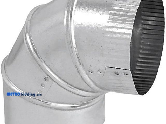 Lot 88-497263 - 12 X 90 Degree Round Adjustable Elbow 28 Gauge Galvanized Ducting Venting