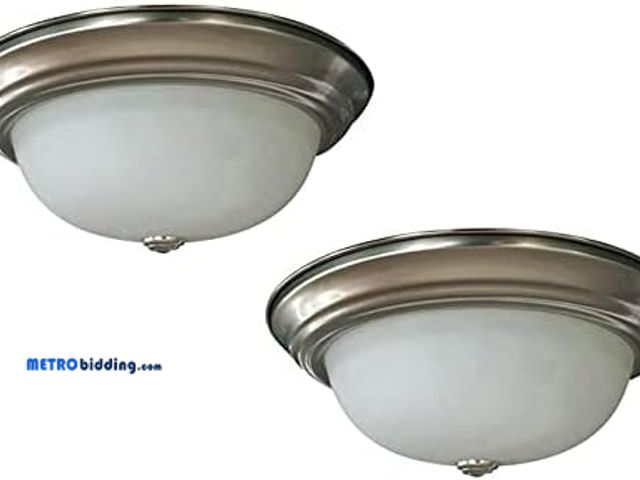 Lot 88-482517 - PROJECT SOURCE  13-in Brushed Nickel Modern/Contemporary Flush Mount Light Energy Star
