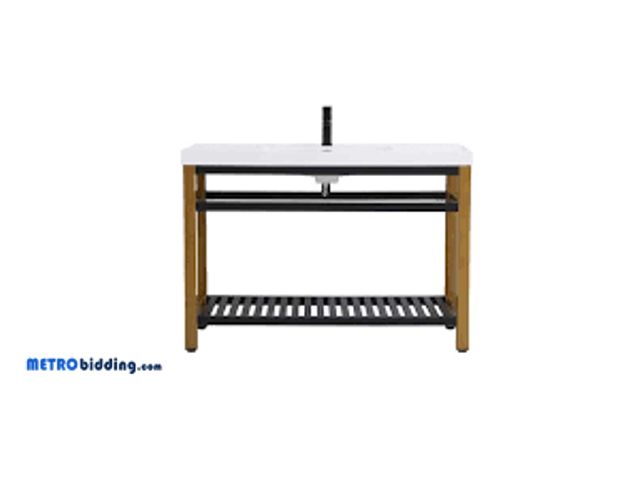 Lot 88-498815 - Simply Living 48 in. Single Sink Golden Black Bath Vanity with White Resin Top SL42144GB