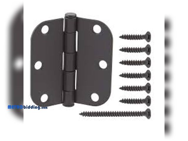 Lot 88-480882 - Everbilt 3-1/2 in. x 5/8 in. Radius Matte Black Squeak-Free Door Hinge