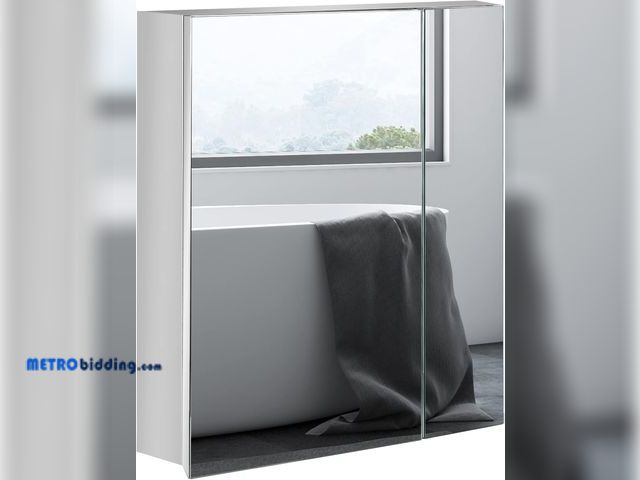 Lot 88-499554 - Kleankin Wall-Mounted Medicine Cabinet with Mirror, Bathroom Mirror Cabinet Wall Mounted with Hinged...