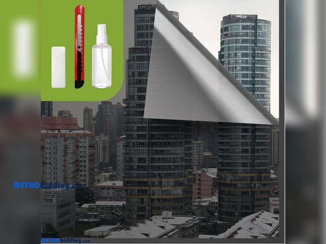 Lot 88-519926 - Black- Silver 35.4''x 196.8'')Window Film Privacy One Way, Daytime Window Privacy Film See Out not i...