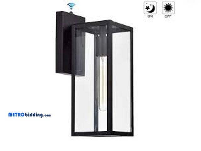 Lot 88-495541 - Clihome 1-Light Matte Black Outdoor Wall Lantern Sconce  with Dusk to Dawn Sensor