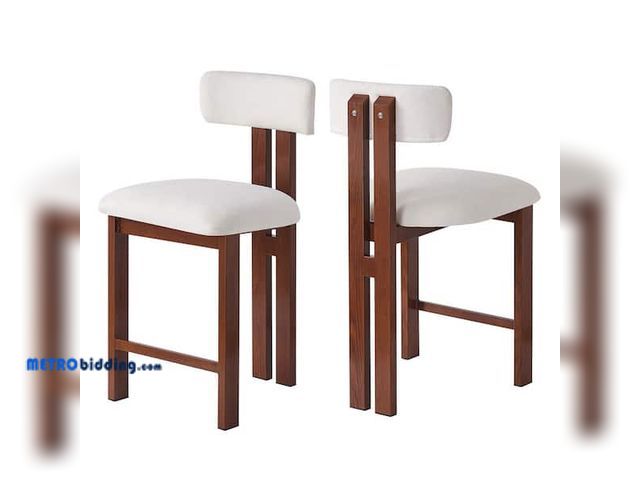 Lot 88-496930 - CHRISTOPHER KNIGHT HOME Pinecrest 26.5 in. Modern Upholstered Counter Stools, Iron, Walnut Plus Whit...