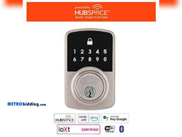 Lot 88-491695 - Defiant Square Compact Satin Nickel Electronic Single Cylinder Deadbolt Wi-Fi Enabled Powered by Hub...