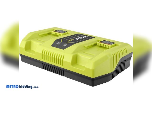 Lot 88-499401 - RYOBI 40-Volt Lithium Ion Dual Port Rapid Charger OP409A  MSRP: $179.00, no packaging, powers on