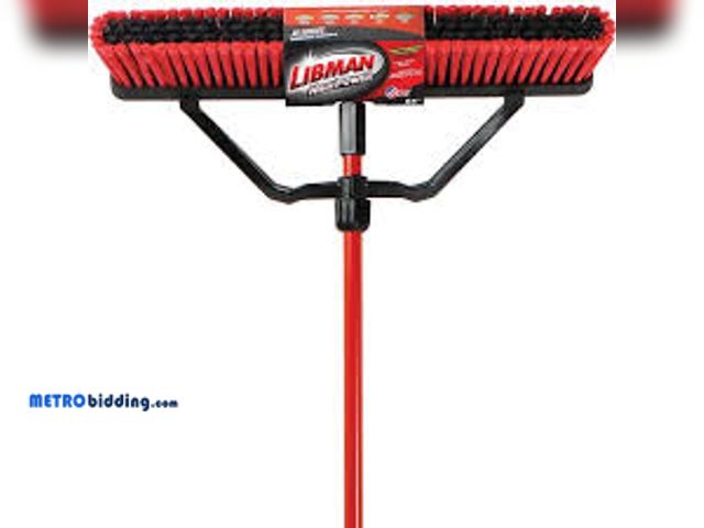 Lot 88-491009 - Libman 24 in. High Power Multi-Surface Push Broom Set with Brace and 60 in. Steel Handle 823