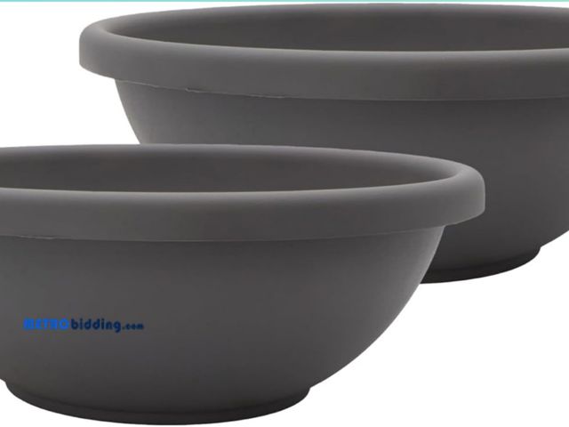 Lot 88-503461 - The HC Companies Shallow Planter with Drainage - Contemporary Garden Bowl Planter for Flowers, Herbs...