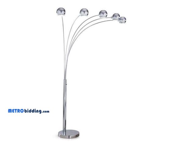 Lot 88-501667 - HomeGlam Orbs 84 in. Chrome Finish 5-Light Dimmable Arch Floor Lamp
