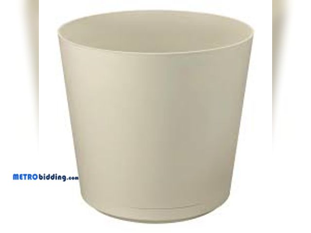 Lot 88-501385 - Vigoro Kyra Medium Cottage Stone Plastic Round Planter with Attached Saucer (12 in. L x 12 in. W x 1...