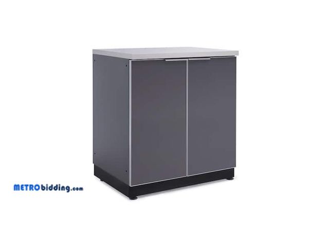 Lot 88-491575 - NewAge Products Outdoor Kitchen Aluminum Slate Gray 32 in. W x 36.5 in. H x 23 in. D 2-Door Base Cab...