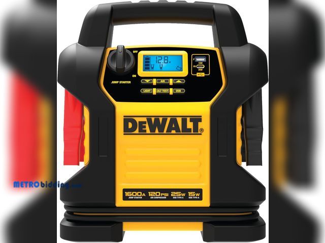 Lot 88-480160 - DEWALT DXAEJ14-Type2 Digital Portable Power Station Jump Starter - 1600 Peak Amps with 120 PSI Compr...