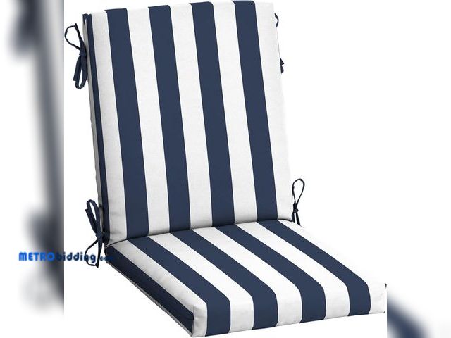 Lot 88-498462 - Arden Selections Outdoor Dining Chair Cushion, Sapphire Blue Cabana Stripe, 44" L x 20" W x 3.5" H