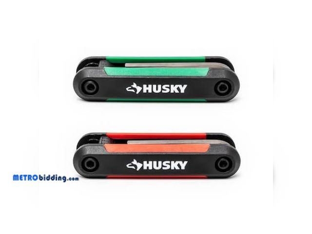 Lot 88-482313 - Husky 9-piece SAE and 8-piece Metric Folding Hex Key Set with Bonus 8-piece Torx Set