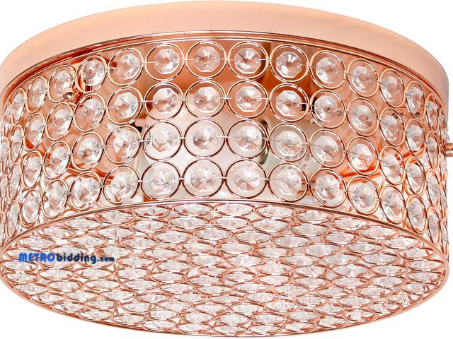 Lot 88-498652 - Elegant Designs FM1003-RGD Elipse Crystal 12 Inch Modern Metal 2 Light Round Ceiling Flush Mount Fix...