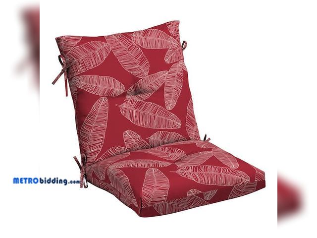 Lot 88-498411 - ARDEN Outdoor Plush Modern Tufted Blowfill Dining Chair Cushion, 21 x 40, Red Leaf Palm ZQ1FC09B