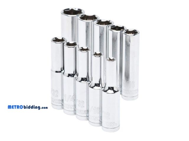 Lot 88-491748 - Husky 1/4 in. Drive Deep SAE Socket Set (10-Piece) H4DDPSAE10PC-02