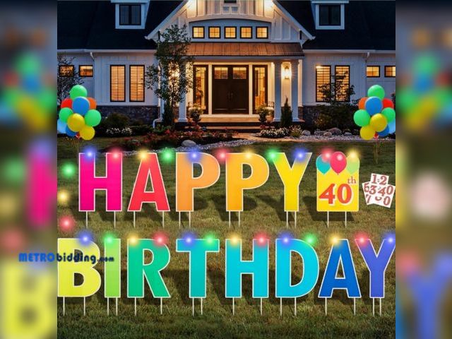 Lot 88-483034 - Happy Birthday Yard Sign with Stakes, Customizable Age Birthday Sign with Stickers &amp; 20 Balloons...