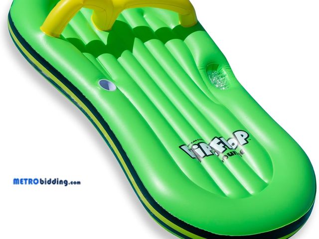 Lot 88-498273 - SWIMLINE Inflatable Swimming Pool Float Lounger Raft Mattress, Fun Mat, Flip Flop, Green