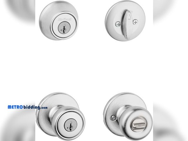 Lot 88-501358 - Kwikset Tylo Front Door Lock Handle and Deadbolt Set, Entry Combo Pack Single Cylinder with Entry Do...