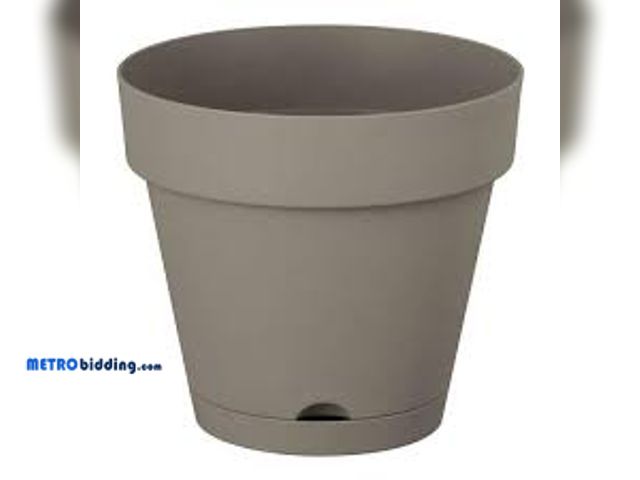 Lot 88-481302 - Lot of 3 Vigoro Vivienne Small Gray Plastic Round Self-Watering Planter with Attached Saucer (6 in. ...