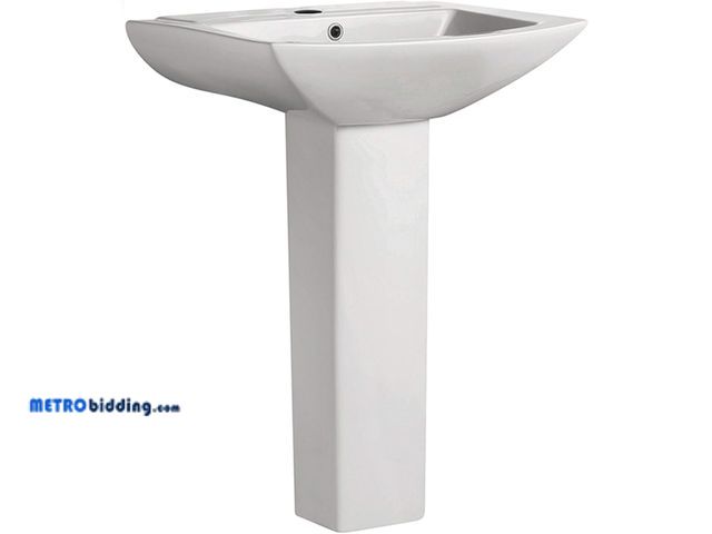 Lot 88-491171 - Swiss Madison Well Made Forever SM-PS306 Pedestal Bathroom Sink Single Faucet Hole, 24" W, White
