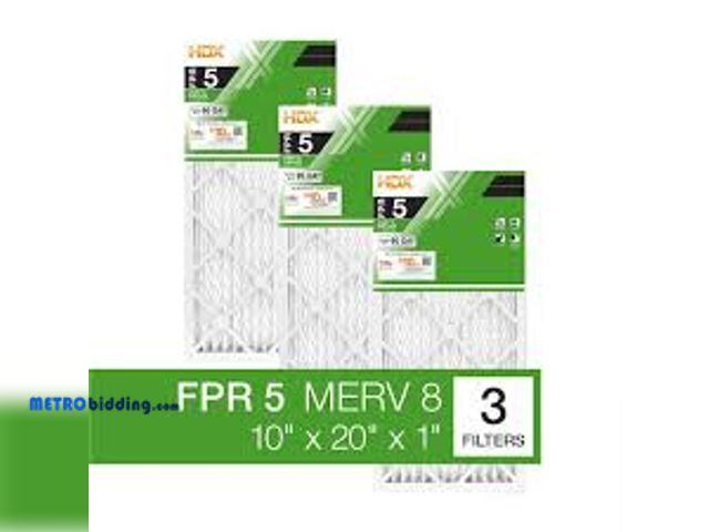 Lot 88-490974 - HDX 10 in. x 20 in. x 1 in. Standard Pleated Air Filter FPR 5, MERV 8 (3- Pack)