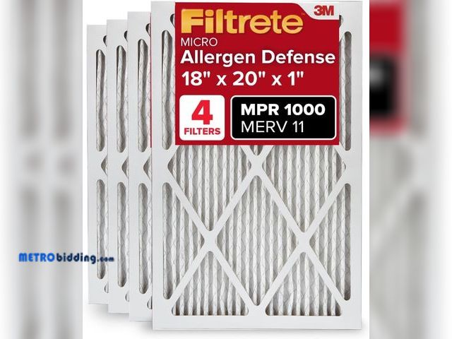 Lot 88-490962 - Filtrete 18x20x1 AC Furnace Air Filter, MERV 11, MPR 1000, Micro Allergen Defense, 3-Month Pleated 1...