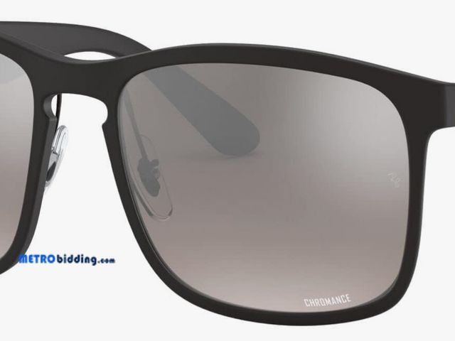 Lot 88-503466 - Ray-Ban Men's Rb4264 Chromance Square Sunglasses, few scratches on lens, case bent/tearing, see pict...