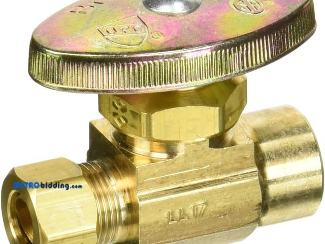 Lot 88-492673 - BrassCraft R14X R1 1/2" Nominal Sweat Inlet x 3/8" O.D Compression Outlet Multi-Turn Straight Valve,...