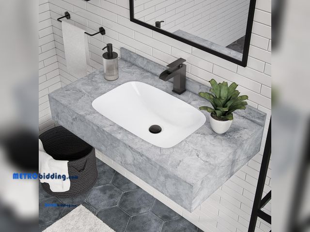 Lot 88-508735 - Swiss Madison Avancer 36 in. Storm Gray Ceramic Rectangle Vessel Sink SM-WS260SG MSRP: $220.64