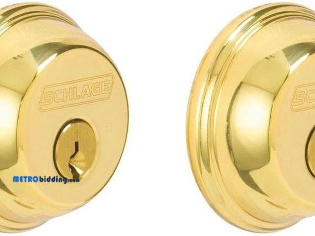 Lot 88-493855 - Schlage Lock Company B62N 505 605 Double Cylinder Deadbolt in Bright Brass