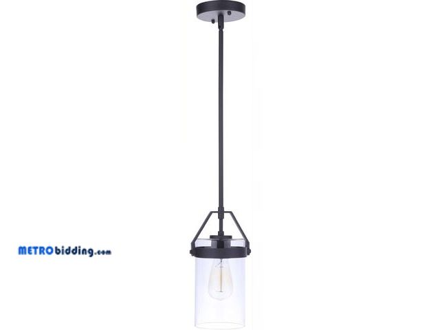 Lot 88-492911 - Craftmade ZA3311-MN Franklin Clear Glass Cylinder Outdoor Pendant, 1-Light 60 Watt, 12" H x 6" W, Mi...