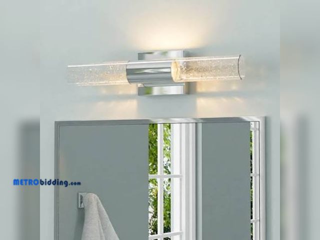 Lot 88-482554 - Origin 21 Dunwynn 18-in 2-Light Polished Chrome LED Modern/Contemporary Vanity Light Bar