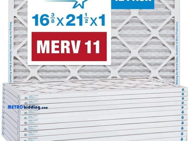 Lot 88-490975 - Aerostar 16 3/8x21 1/2x1 MERV 11 Pleated Air Filter, AC Furnace Air Filter, lot of 5