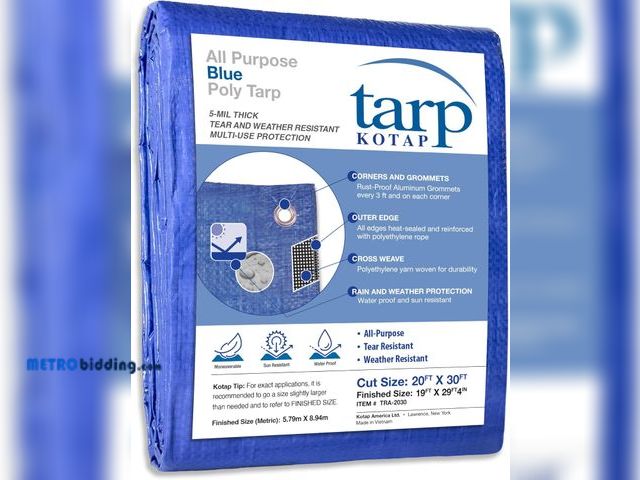 Lot 88-480019 - Kotap 20-ft x 30-ft General Purpose Blue Poly Tarp