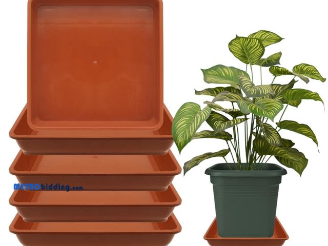 Lot 88-503458 - 5 Pack 6 Inch Square Plant Saucers for Less 5 Inch Pot Indoors Outdoors Plant Trays for Pots Planter...