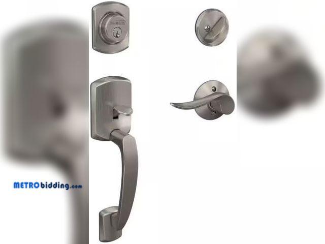 Lot 88-480166 - SCHLAGE F60 GRW 619 SAC Greenwich Front Entry Handleset with Right Handed Sacramento Door Lever, Dea...