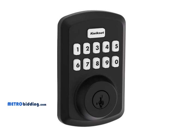 Lot 88-491806 - Kwikset Powerbolt 250 10-Button Keypad Matte Black Transitional Electronic Deadbolt Door Lock 9250TR...