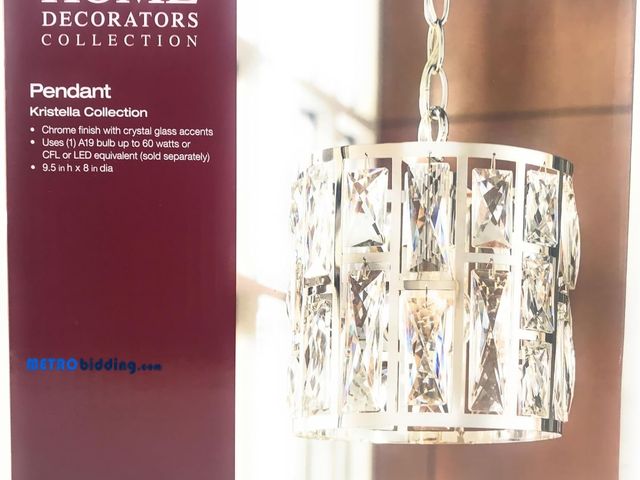 Lot 88-495265 - Home Decorator Collection Pendant Chandelier Chrome Finish Kristella Collection Crystal Glass Accent...