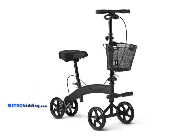 Lot 88-491160 - Medline Manual Seated Mobility Scooter Knee Walker, 8” Wheels, 300 lbs. Capacity, Black- for Leg &am...