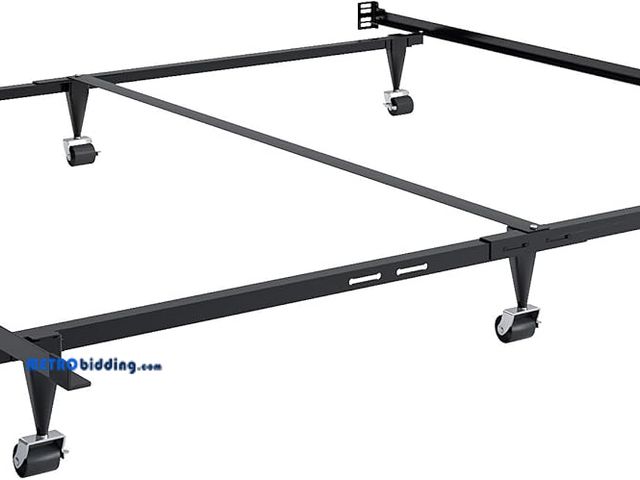 Lot 88-491382 - CorLiving Adjustable Heavy Duty Steel Bed Frame Queen to King Size with Locking Wheels – Box Spring ...