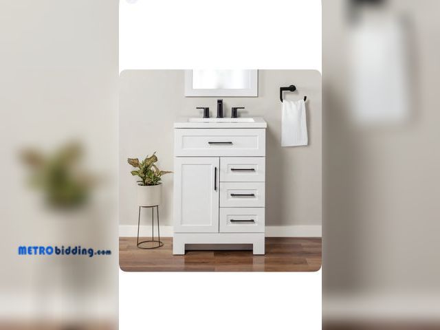 Lot 88-####### - Brand new-Caulk 24-in True White Single Sink Bathroom Vanity with White Cultured Marble Top (Fully A...